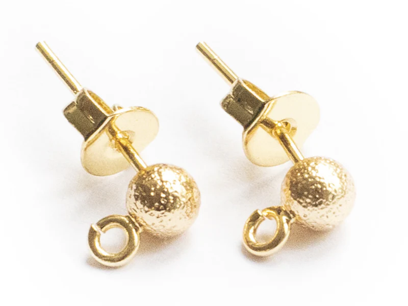Paire de boucles d'oreilles puces petites boules 18K - doré à l'or fin - Image 4