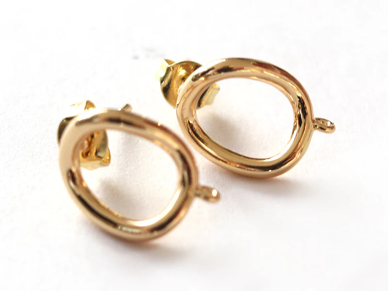 Paire de boulcles d'oreilles cercle - doré à l'or fin 18K - 13 mm