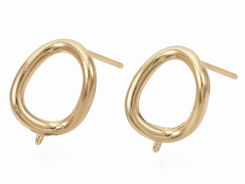 Paire de boulcles d'oreilles cercle - doré à l'or fin 18K - 13 mm - Image 2