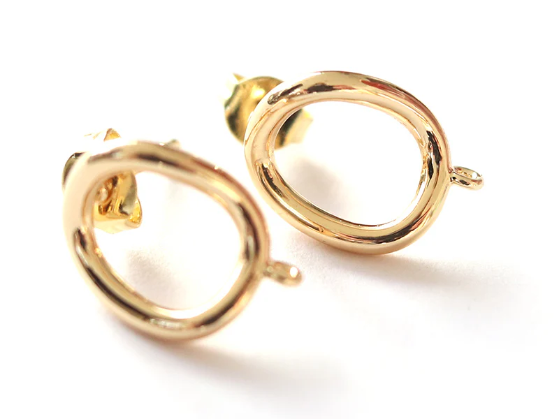 Paire de boulcles d'oreilles cercle - doré à l'or fin 18K - 13 mm - Image 5