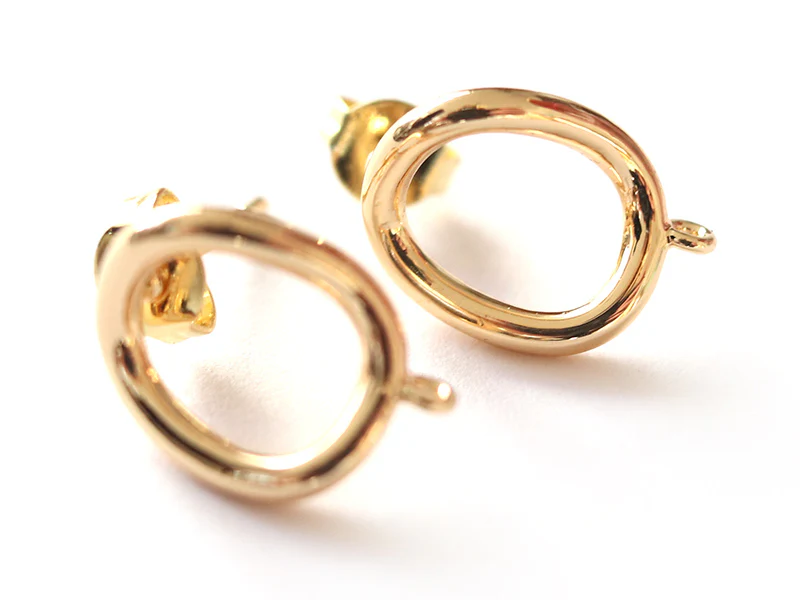 Paire de boulcles d'oreilles cercle - doré à l'or fin 18K - 13 mm - Image 6