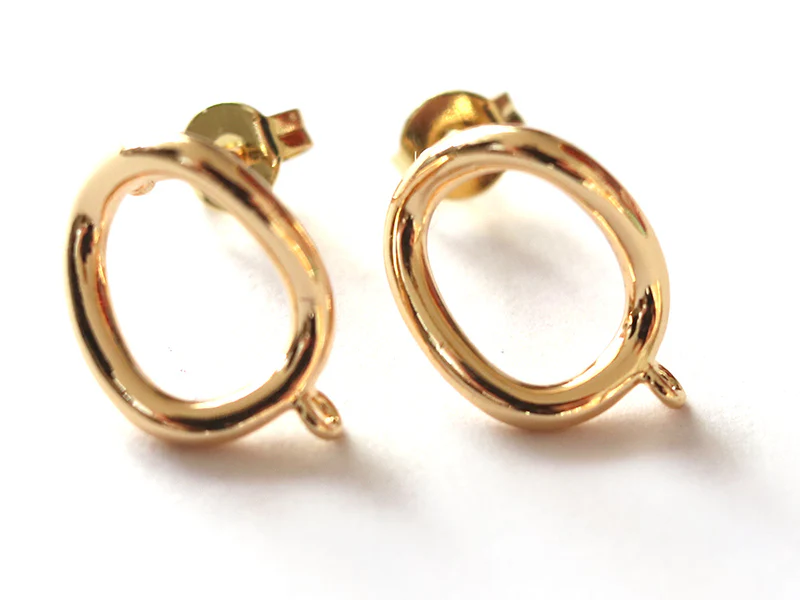 Paire de boulcles d'oreilles cercle - doré à l'or fin 18K - 13 mm - Image 7