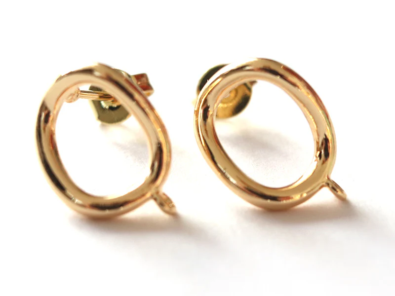 Paire de boulcles d'oreilles cercle - doré à l'or fin 18K - 13 mm - Image 8