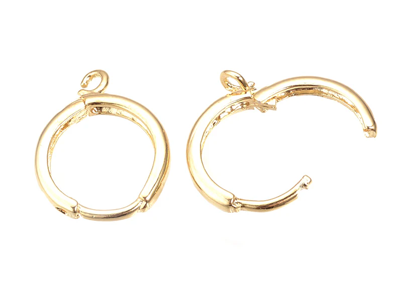 Paire de créoles avec boucle Huggie - doré à l'or fin 18k - 17 x 13,5 x 2 mm - Image 2
