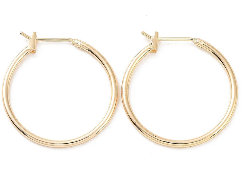 Paire de créoles - Doré à l'or fin 18K - 25 mm