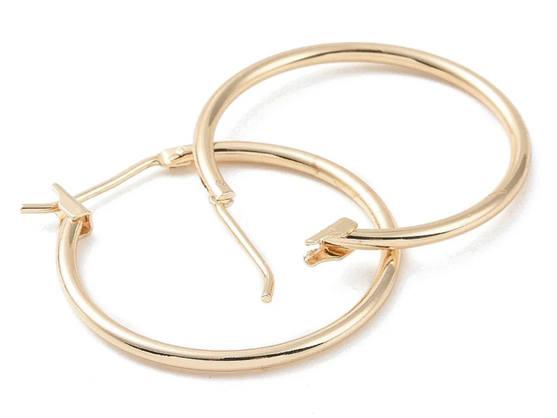Paire de créoles - Doré à l'or fin 18K - 25 mm - Image 2