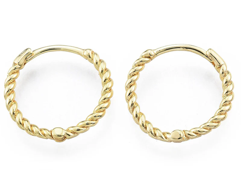 Paire de créoles huggie - Doré a l'or fin 18K - 15 mm