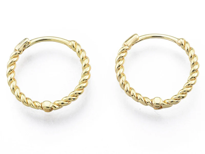 Paire de créoles huggie - Doré a l'or fin 18K - 15 mm - Image 2