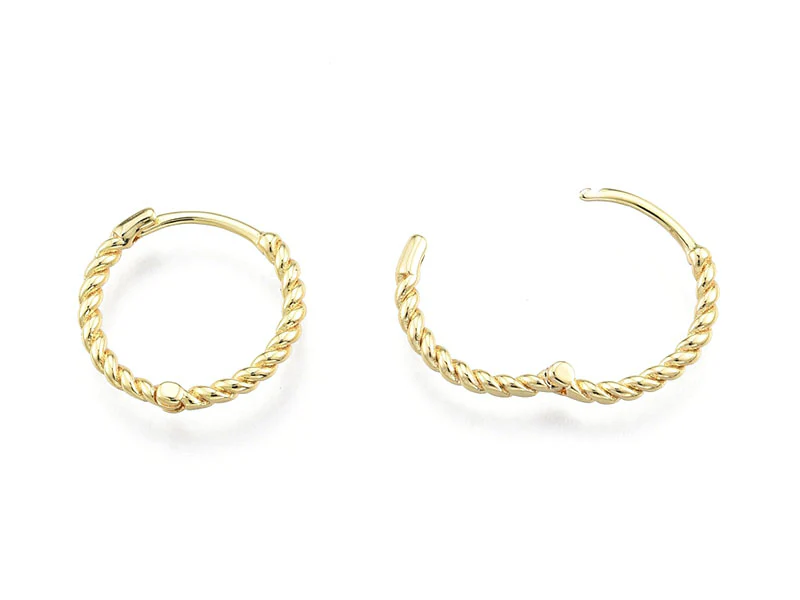 Paire de créoles huggie - Doré a l'or fin 18K - 15 mm - Image 3