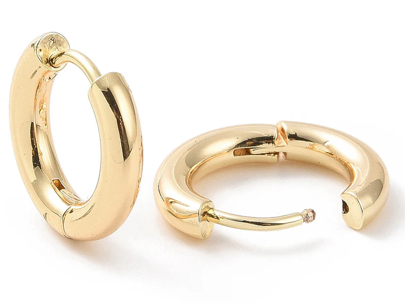 Paire de créoles huggie - Doré a l'or fin 18K - 15 x 16 mm