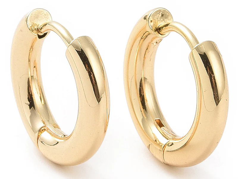 Paire de créoles huggie - Doré a l'or fin 18K - 15 x 16 mm - Image 2