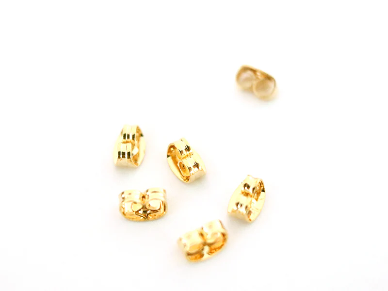 Paire de fermoirs papillon -/ embouts pour boucle d'oreille - dorée à l'or fin - Image 2