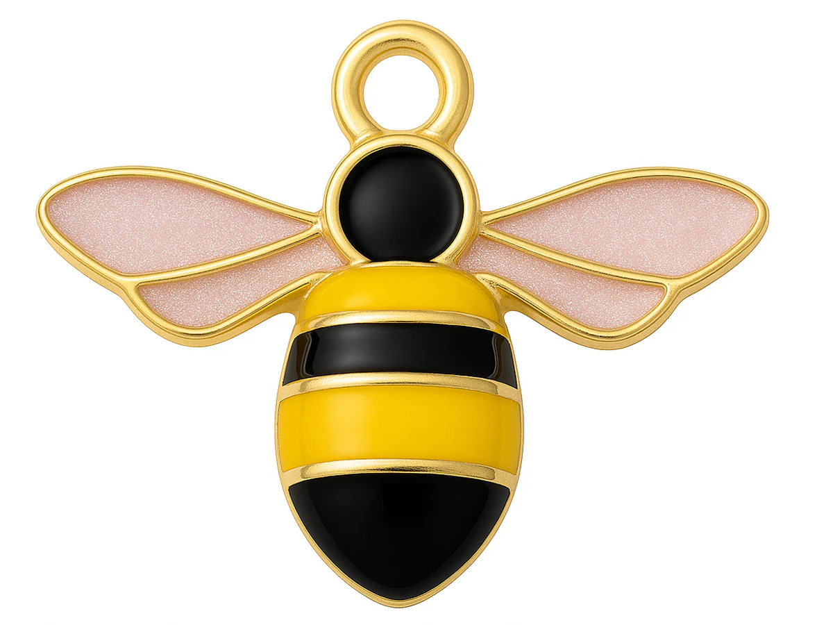 Pendentif abeille en alliage doré avec émail noir