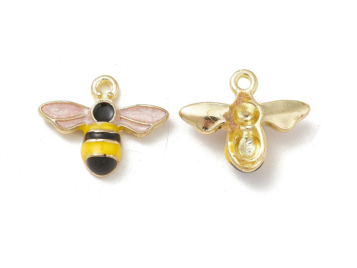 Pendentif abeille en alliage doré avec émail noir - Image 2