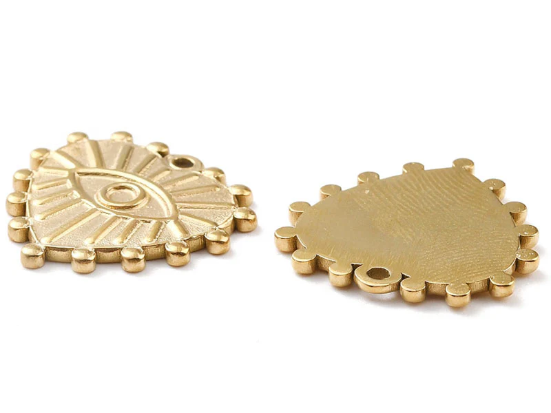 Pendentif cœur oeil - Doré à l'or fin 24K - 19 x 20 mm - Image 2