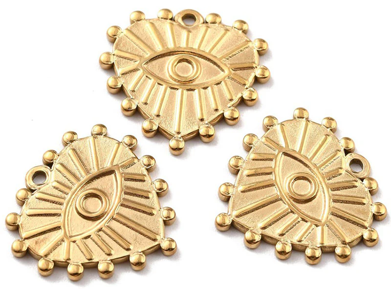 Pendentif cœur oeil - Doré à l'or fin 24K - 19 x 20 mm - Image 4