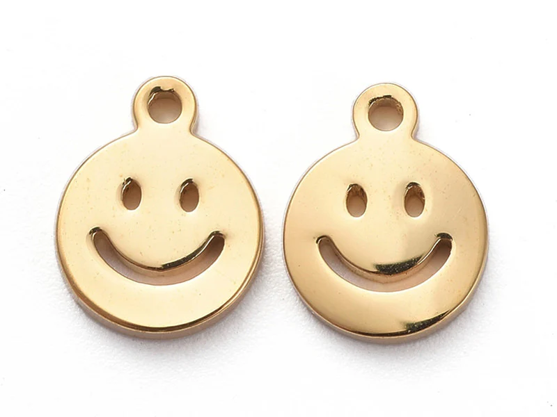Pendentif en acier inoxydable 304 doré - pendentif sourire - 8x6mm - Image 3