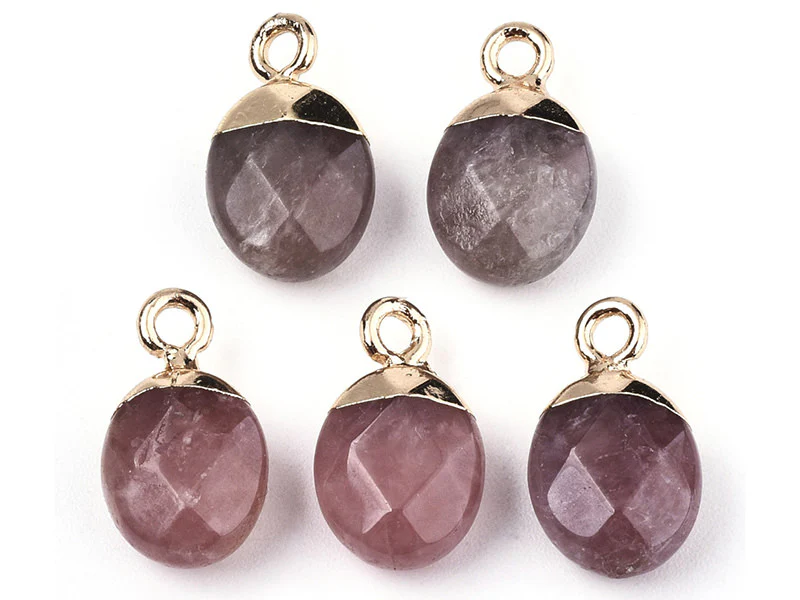 Pendentif en pierre naturelle -  quartz cerise - ovale - 15 x 8 mm - Image 3