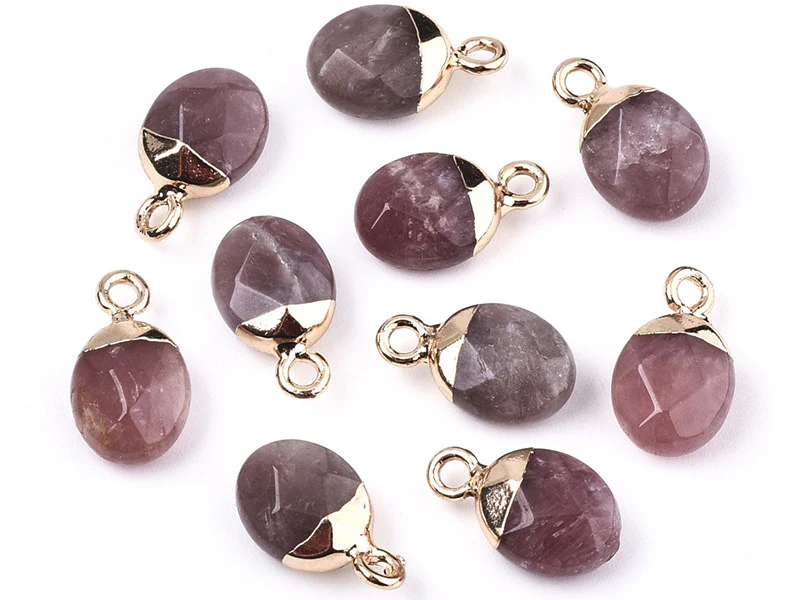 Pendentif en pierre naturelle -  quartz cerise - ovale - 15 x 8 mm - Image 4
