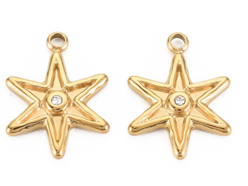 Pendentif étoile avec strass - doré à l'or fin 14K - 15 x 11 mm - Image 3