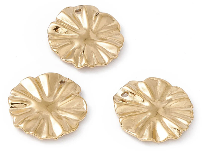 Pendentif feuille de lotus - Doré à l'or fin 24K - 13 x 12 mm - Image 3