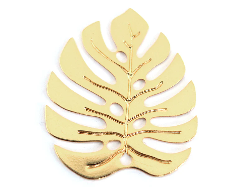 Pendentif feuille de monstera - doré à l'or fin 24K