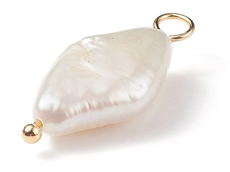 Pendentif losange en perle de culture - Doré à l'or fin 18K - 23  x 10 mm - Image 3