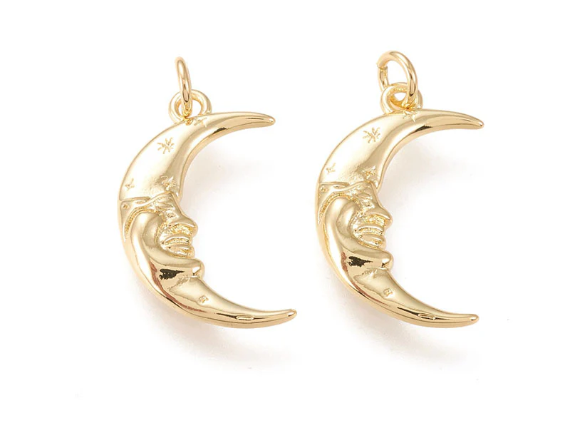 Pendentif lune - Doré à l'or fin 18k - 20 mm