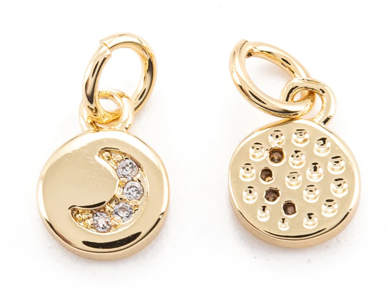 Pendentif lune perles de zircone - Doré à l'or fin 18k sans nickel - 9 mm - Image 2