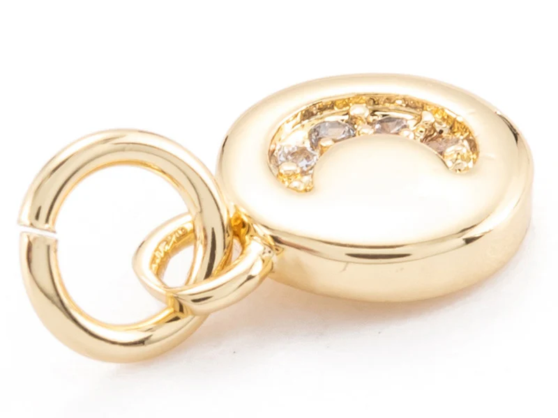 Pendentif lune perles de zircone - Doré à l'or fin 18k sans nickel - 9 mm - Image 3