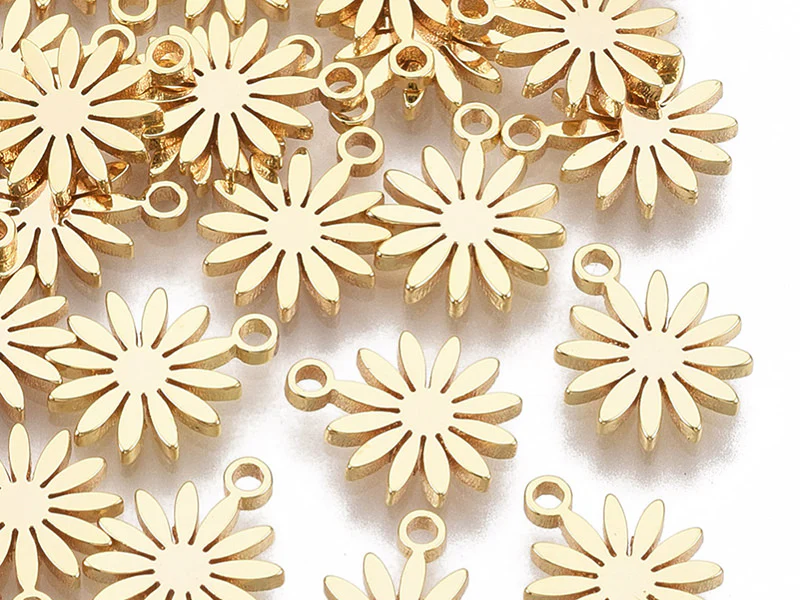 Pendentif mini paquerette - doré à l'or fin - Image 3