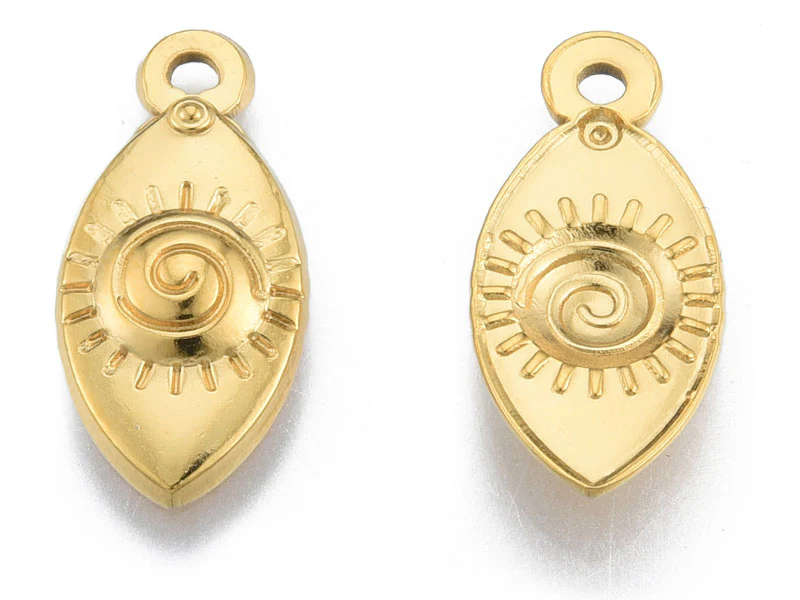 Pendentif ovale œil - Doré à l'or fin - 21 x 10 mm - Image 2