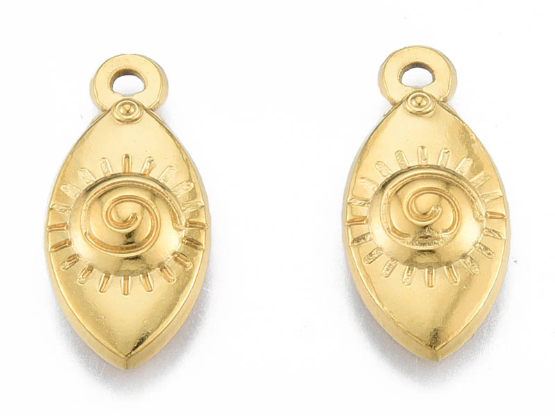 Pendentif ovale œil - Doré à l'or fin - 21 x 10 mm - Image 4