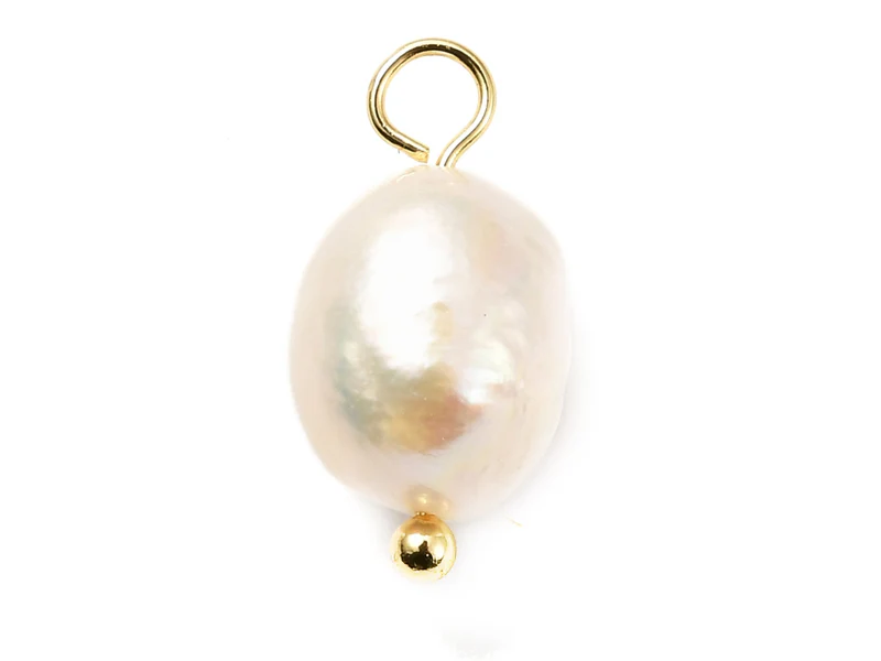 Pendentif perle de culture naturelle - Doré à l'or fin 18k - 17 mm