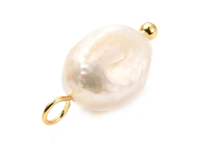 Pendentif perle de culture naturelle - Doré à l'or fin 18k - 17 mm - Image 2