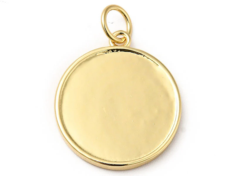 Pendentif rond doré à l'or fin 18K - Soleil ethnique - 18 x 16 mm - Image 4
