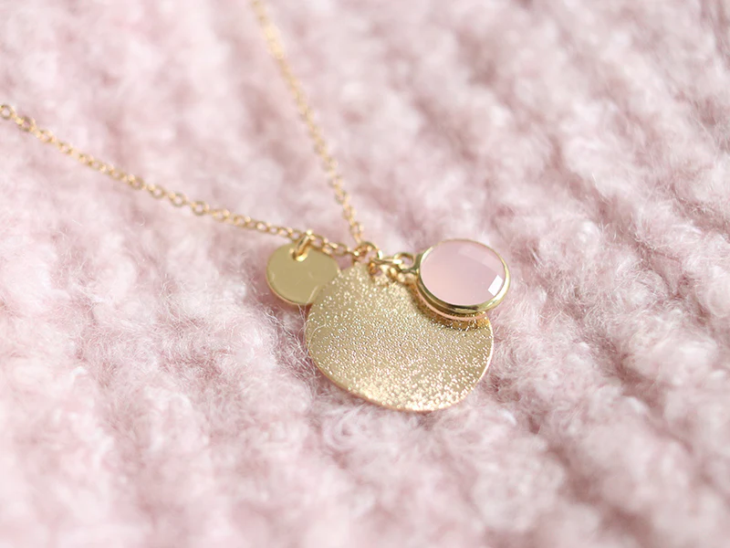 Pendentif sequin rond 8 mm - doré à l'or fin - Image 5