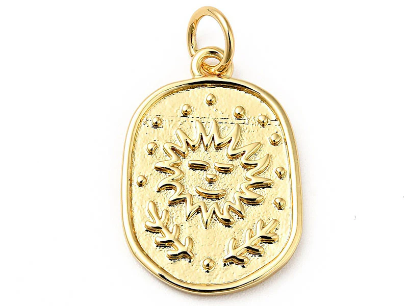 Pendentif soleil doré à l'or fin 18K - 18 x 13 mm