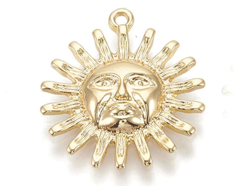 Pendentif soleil - Doré à l'or fin 18k sans nickel - 22 mm