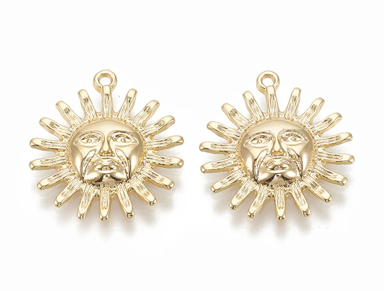 Pendentif soleil - Doré à l'or fin 18k sans nickel - 22 mm - Image 2