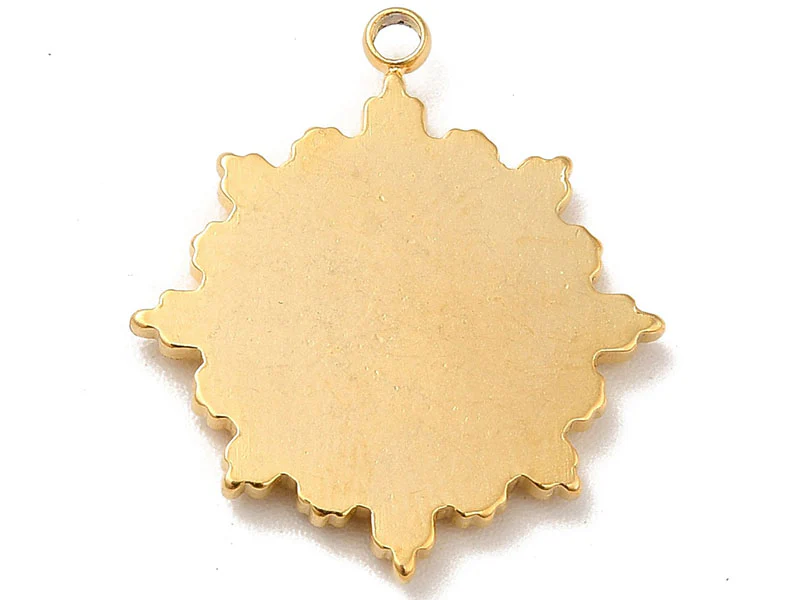 Pendentif soleil et étoile astro - Doré à l'or fin 18k - 21 x 18 mm - Image 2