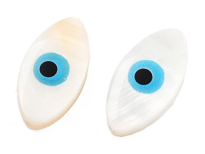 Perle de culture en forme d'œil - 15 x 8 mm - Bleu ciel - Image 2