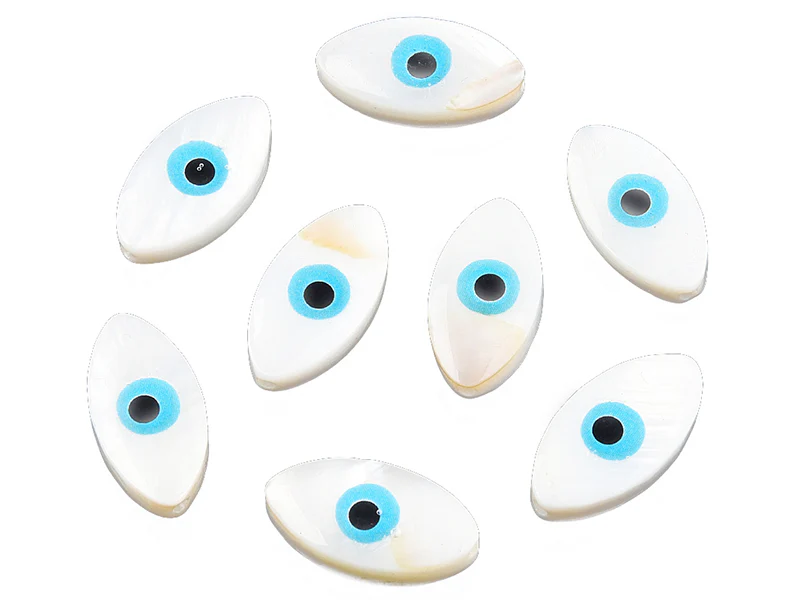 Perle de culture en forme d'œil - 15 x 8 mm - Bleu ciel - Image 3