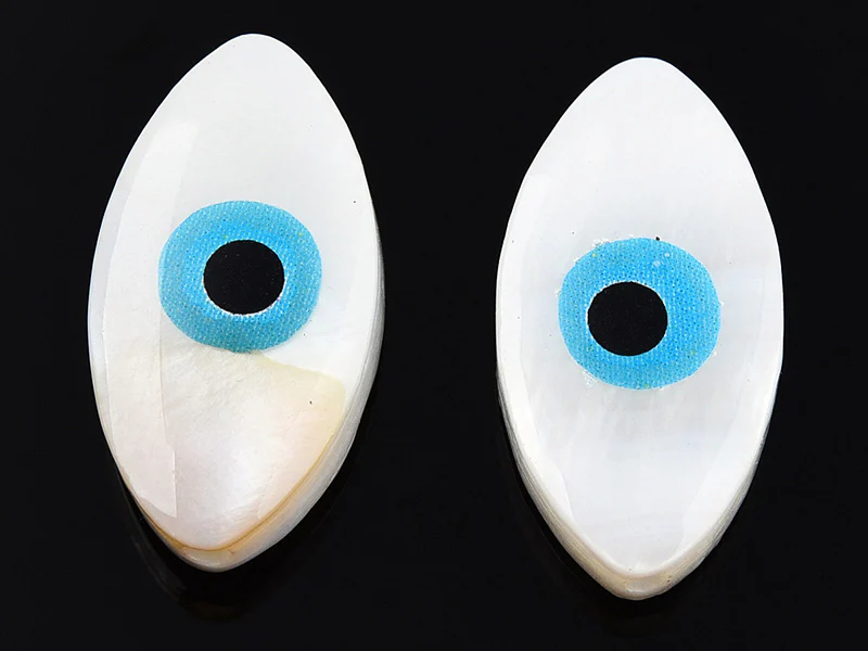 Perle de culture en forme d'œil - 15 x 8 mm - Bleu ciel - Image 4