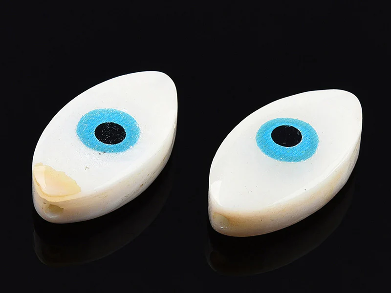 Perle de culture en forme d'œil - 15 x 8 mm - Bleu ciel - Image 5