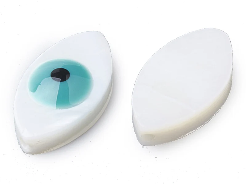 Perle de culture en forme d'œil - 15 x 8 mm - Bleu turquoise - Image 2