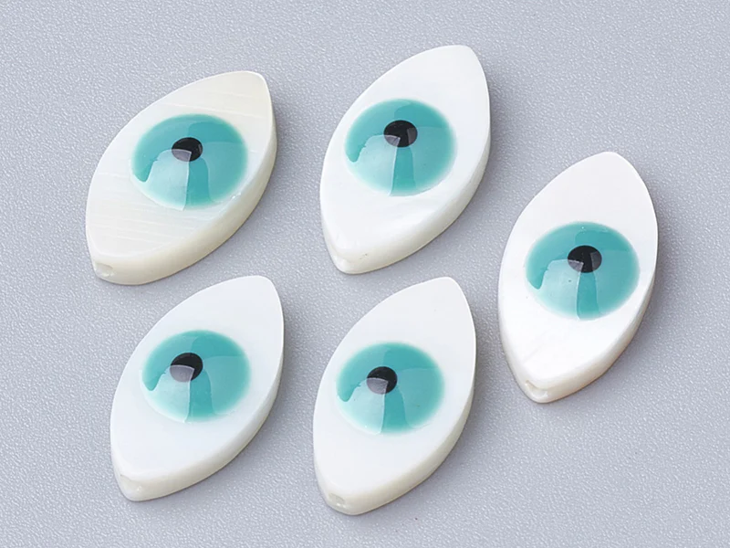 Perle de culture en forme d'œil - 15 x 8 mm - Bleu turquoise - Image 3