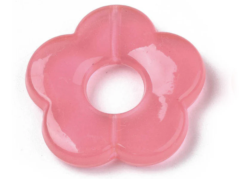Perle fleur en acrylique rose - 26 mm