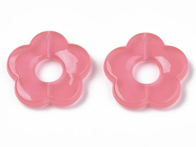 Perle fleur en acrylique rose - 26 mm - Image 2
