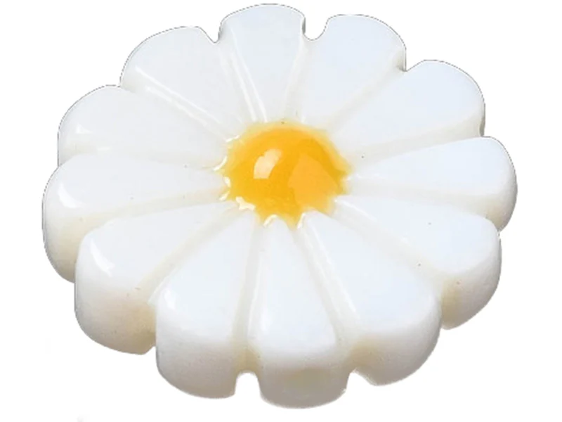 Perle pâquerette à cœur émaillé jaune - 12 mm